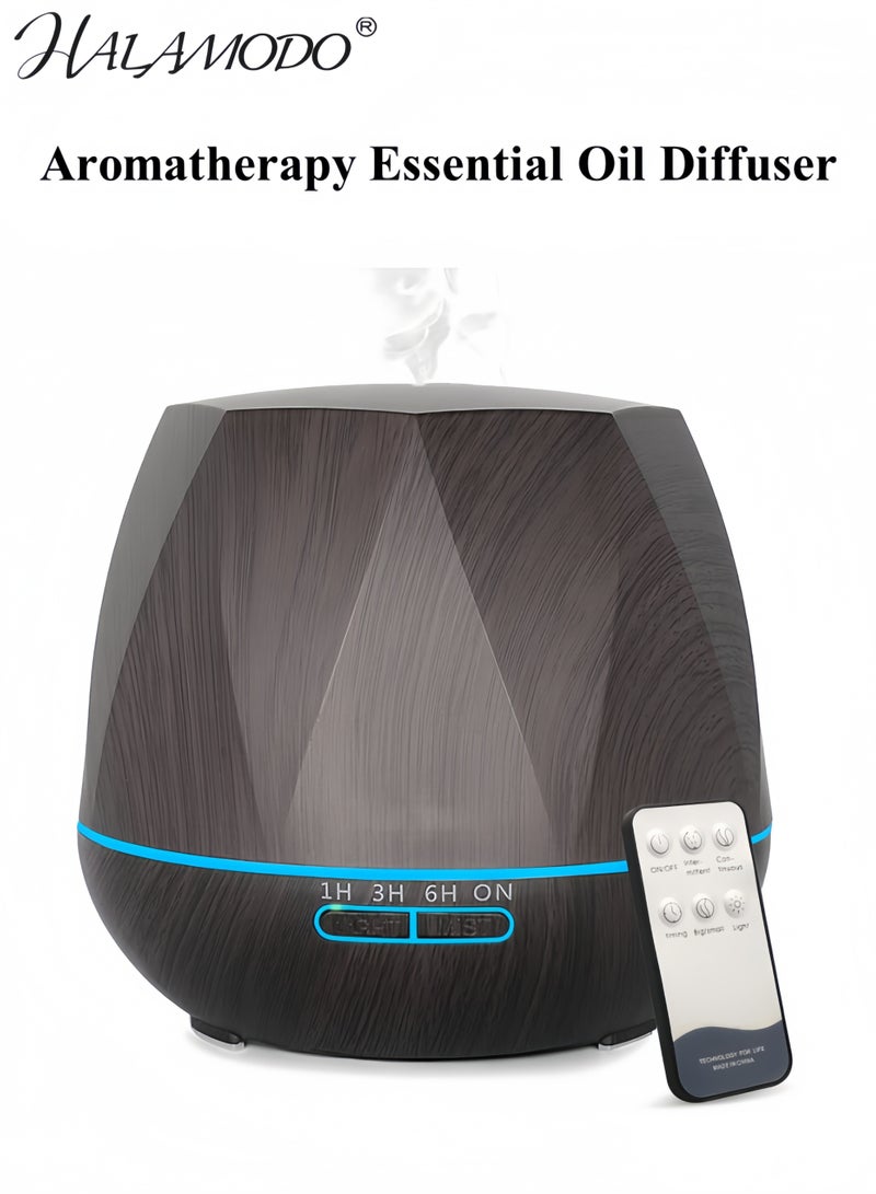 HALAMODO Aromatherapy Essential Oil Diffuser, 550ml Ultrasonic Fragrant Oil Large Room Humidifier, Diffusers for Home with Timer and Waterless Auto-Off, 7 Color LED Lights,Cool Mist Humidifiers - Image 1