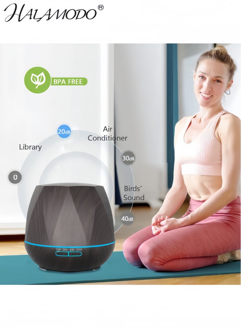 HALAMODO Aromatherapy Essential Oil Diffuser, 550ml Ultrasonic Fragrant Oil Large Room Humidifier, Diffusers for Home with Timer and Waterless Auto-Off, 7 Color LED Lights,Cool Mist Humidifiers - Image 4