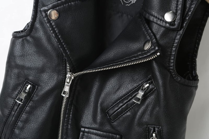 ELUCKFACE Kids Boys Girls Womens Faux Leather Motorcycle Vest Joker Style Biker Parent-Child Matching Dress Coat 3+Years Black 3-4Years Old​ - Image 3