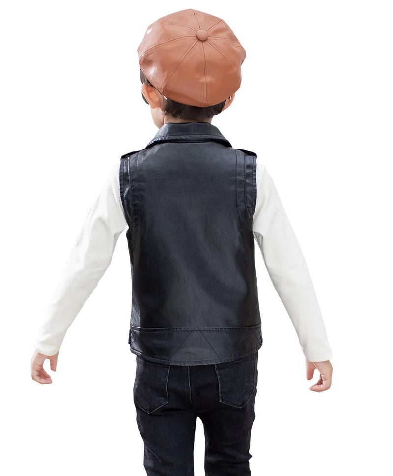 ELUCKFACE Kids Boys Girls Womens Faux Leather Motorcycle Vest Joker Style Biker Parent-Child Matching Dress Coat 3+Years Black 3-4Years Old​ - Image 2