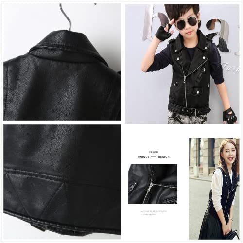 ELUCKFACE Kids Boys Girls Womens Faux Leather Motorcycle Vest Joker Style Biker Parent-Child Matching Dress Coat 3+Years Black 3-4Years Old​ - Image 5