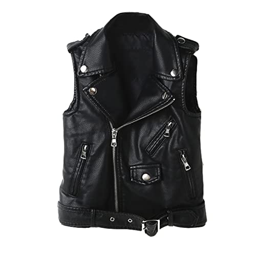 ELUCKFACE Kids Boys Girls Womens Faux Leather Motorcycle Vest Joker Style Biker Parent-Child Matching Dress Coat 3+Years Black 3-4Years Old​ - Image 1