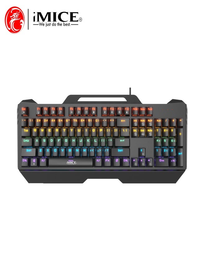 iMice Gaming Keyboard RGB Mechanical–104-Key Compact Design with 6-Color LED Backlight, 28 Custom Lighting Modes & 12 Multimedia Hotkeys for Ultimate Performance - Image 1