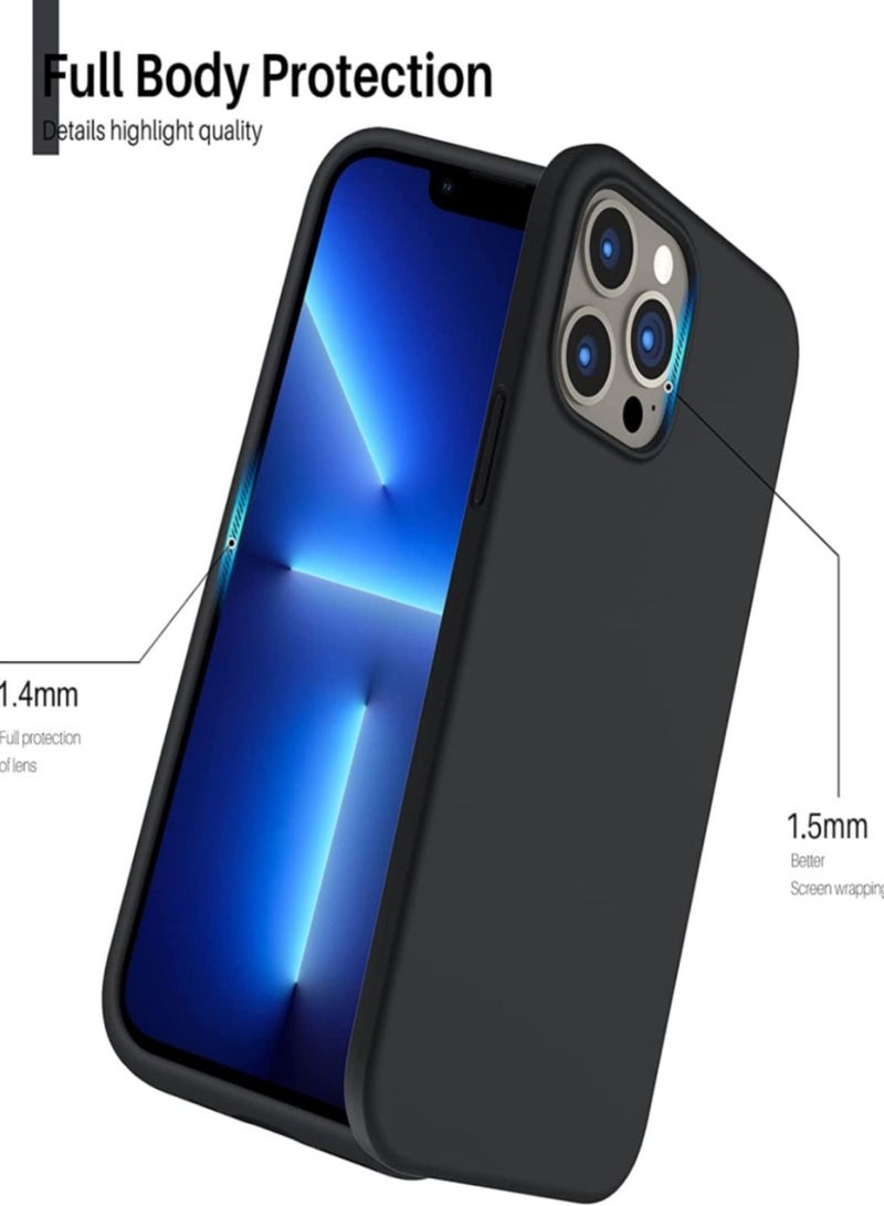 iPhone 13 Pro Max Case Silicone Protective Cover With Soft Liquid Gel Rubber Cover Anti-Scratch Anti-Fingerprint Anti-Drop (Black) - Image 3