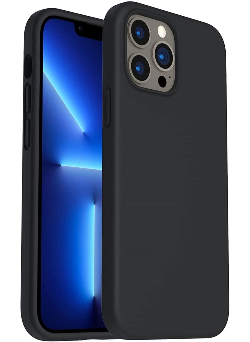 iPhone 13 Pro Max Case Silicone Protective Cover With Soft Liquid Gel Rubber Cover Anti-Scratch Anti-Fingerprint Anti-Drop (Black) - Image 1