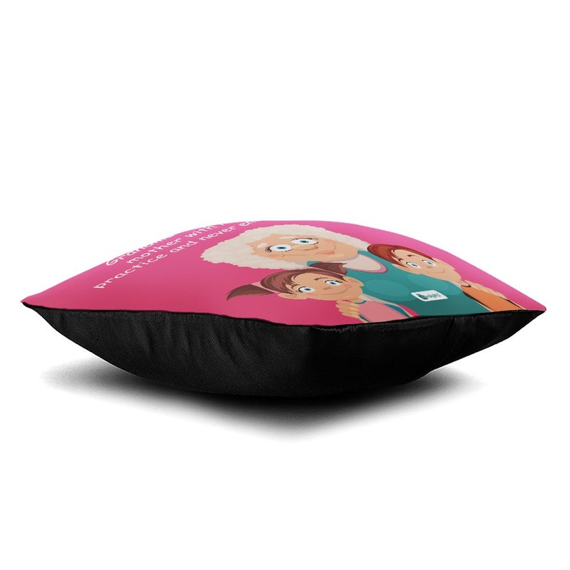 Indigifts Indigifts Grandparents Special Grandma Never Ending Love Micro Satin Fibre Cushion Cover with Filler Pink 12x12 inch - Image 2