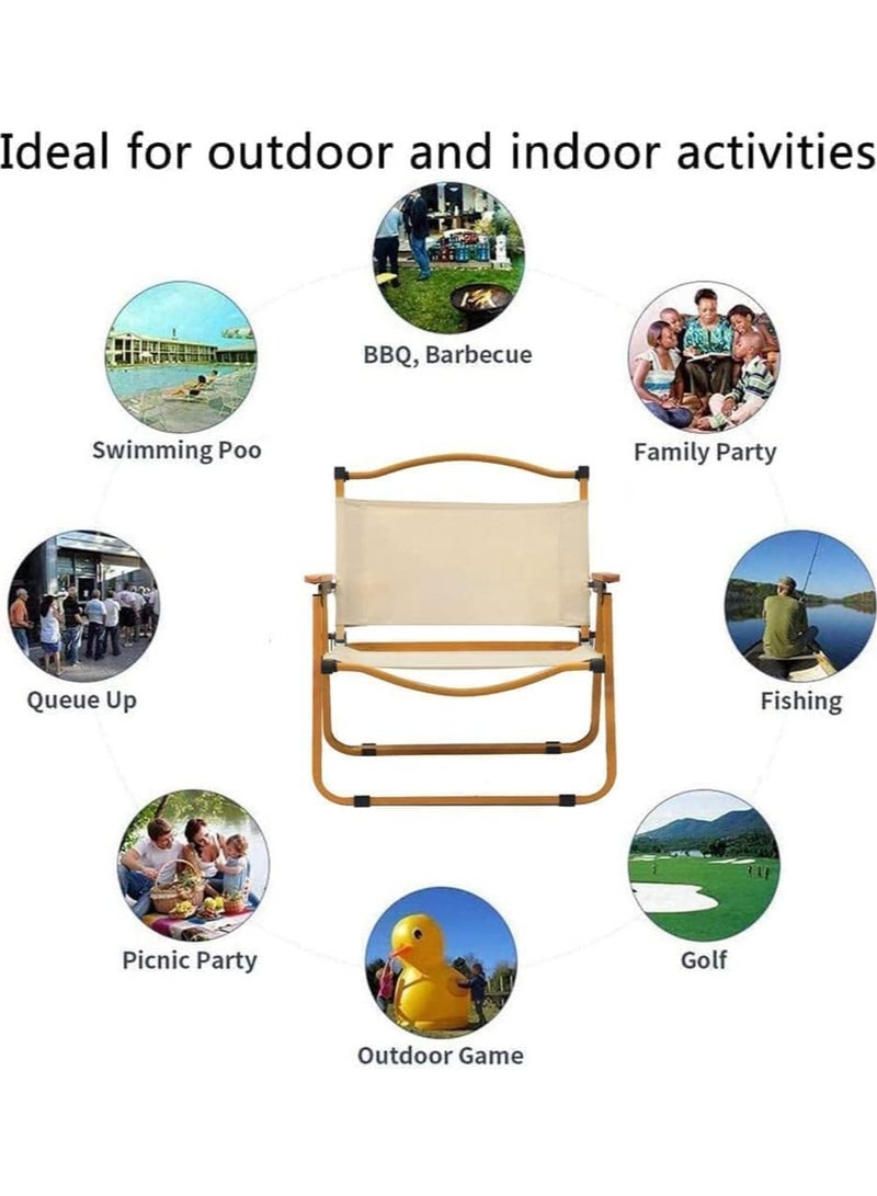 كرسي تخييم خارجي محمول قابل للطي وخفيف الوزن كرسي أثاث تخييم للمشي لمسافات طويلة وصيد الأسماك والنزهات والسفر (بيج كبير) - Image 4