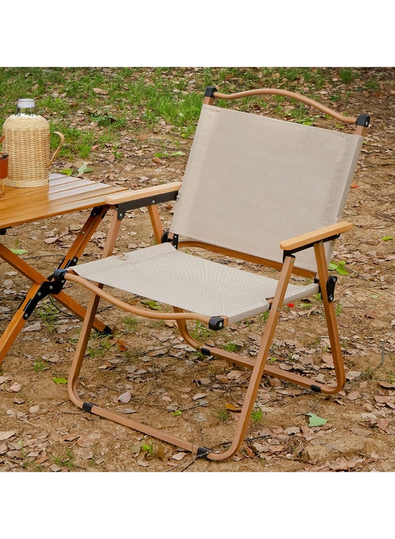 كرسي تخييم خارجي محمول قابل للطي وخفيف الوزن كرسي أثاث تخييم للمشي لمسافات طويلة وصيد الأسماك والنزهات والسفر (بيج كبير) - Image 5