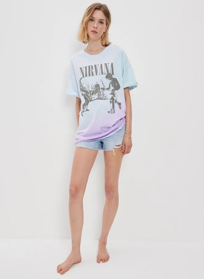 American Eagle AE Oversized Nirvana Graphic Tie-Dye Tee