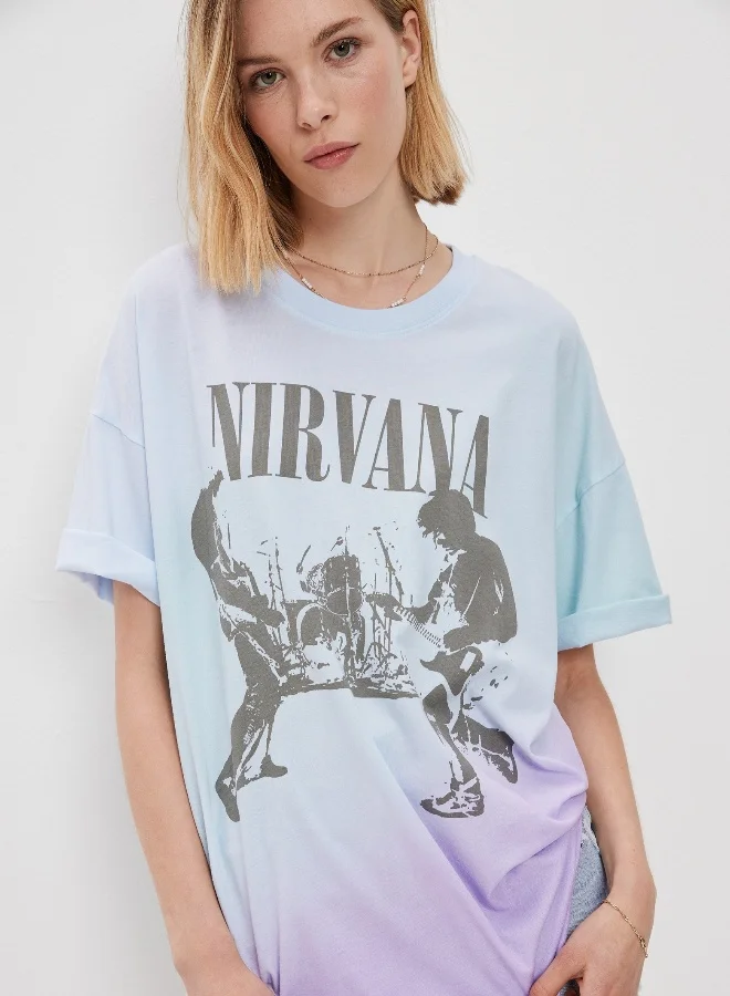 American Eagle AE Oversized Nirvana Graphic Tie-Dye Tee