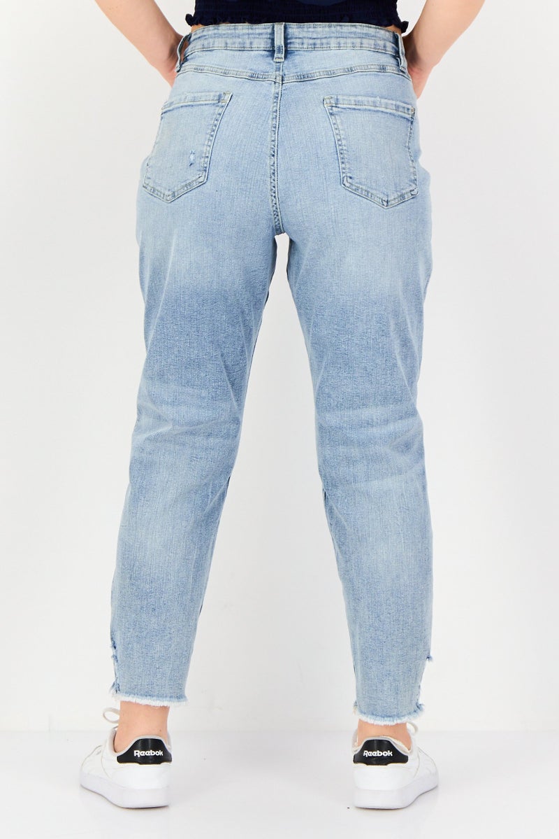 INC Women Regular Fit Mid Rise Straight Leg Stretch Jeans, Blue - Image 3