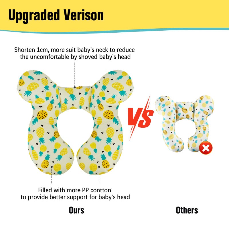 KAKIBLIN Baby Travel Pillow, Upgraded Baby Neck Pillows for Car Seat Toddler Head and Neck Support Pillow,Support Pillows for Car Seat, Pushchair,Travel (Pineapple) - Image 5