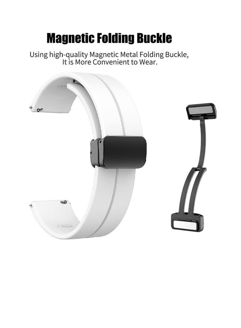 22mm Silicone Strap With Magnetic Folding Buckle For Haylou GST / Haylou RT2 RS3 LS04  Sport -White - Image 2
