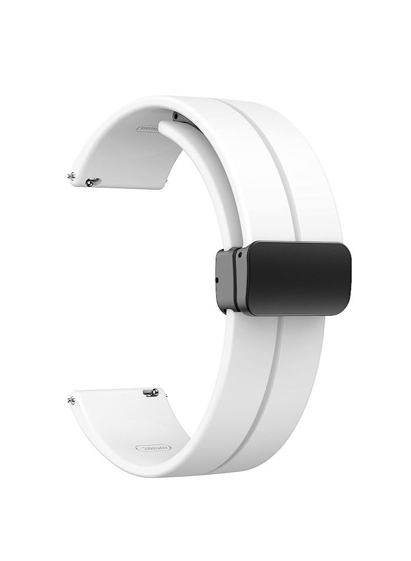 22mm Silicone Strap With Magnetic Folding Buckle For Haylou GST / Haylou RT2 RS3 LS04  Sport -White - Image 1