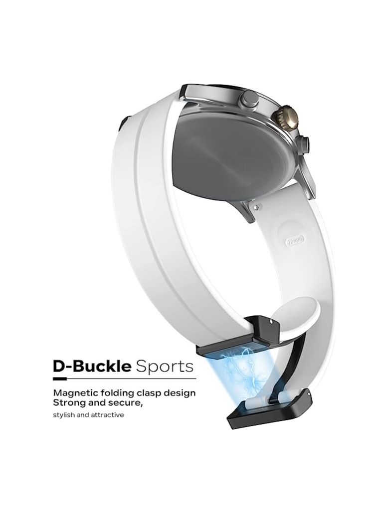 22mm Silicone Strap With Magnetic Folding Buckle For Haylou GST / Haylou RT2 RS3 LS04  Sport -White - Image 3