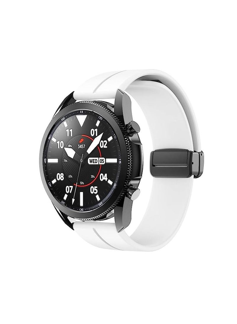 22mm Silicone Strap With Magnetic Folding Buckle For Haylou GST / Haylou RT2 RS3 LS04  Sport -White - Image 4