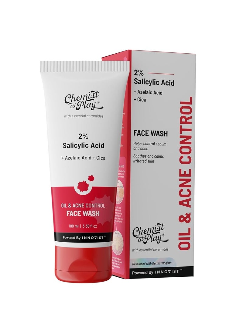 Chemist at Play 2% Salicylic Acid Face Wash For Oily Skin with Niacinamide Prevents Acne Removes Excess Oil Sulphate Free Anti Acne Face Cleanser