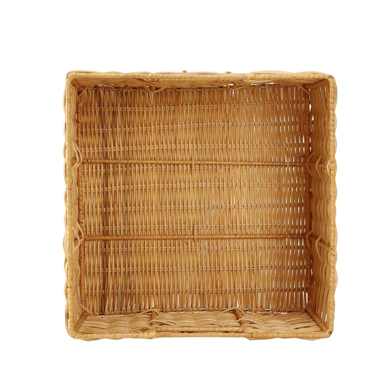 Akway AKWAY Handcrafted Wicker Storage Container Square Basket With Handles For Toiletry Cosmetic, Towels, Toys, Bathroom, Bedroom, Wardrobe (Beige)  - Image 5