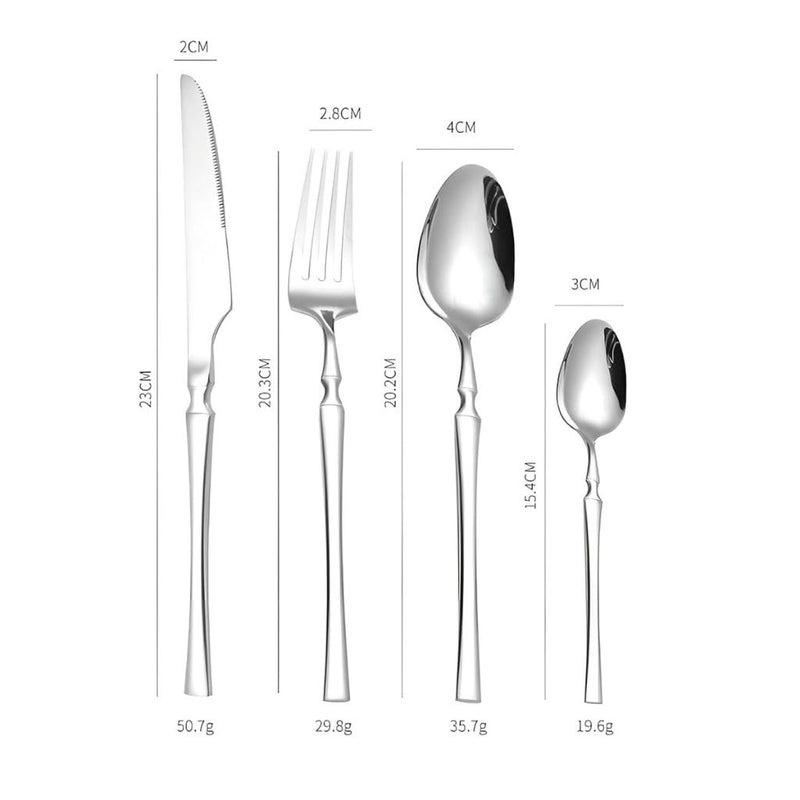 Sugalsu Silverware Set Stainless Steel Flatware Set Cutlery Set for Wedding Hotel Restaurant Include Forks Spoons Knifes Teaspoons Delicate Durable Silverware Tableware Set of 624Pcs Silver - Image 2