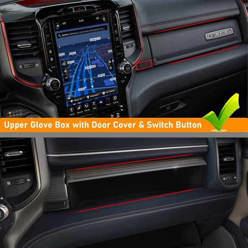 Moonlinks Compatible with Dodge Ram 1500 2500 3500 Glove Box Organizer 2019 2020 2021 2022 2023 2024,Center Console Organizer Console Tray Storage with Rubber Pad for RAM 1500 2500 3500 2019-2024 - Image 4