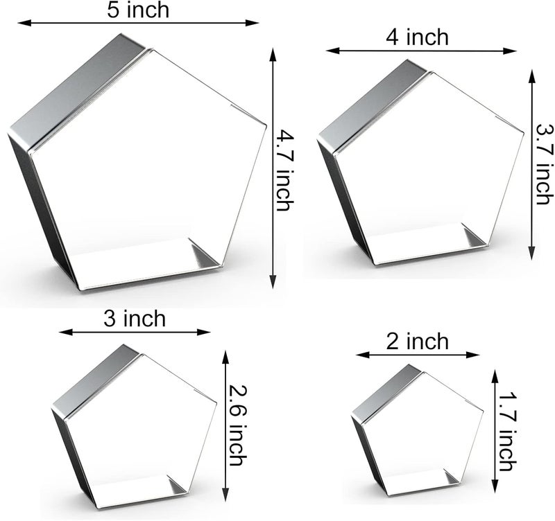 QAAQS Pentagon Cookie Cutter Set Large - 5 Inch, 4 Inch, 3 Inch, 2 Inch - Geometric Polygon Frame Plaque Cookie Cutters Shapes Molds - Stainless Steel - Image 2