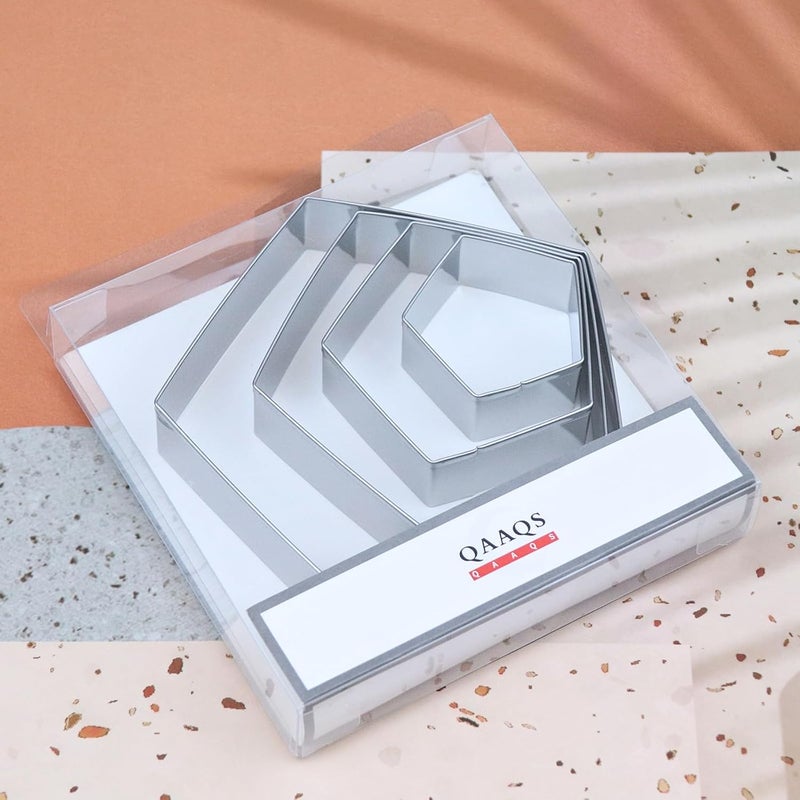 QAAQS Pentagon Cookie Cutter Set Large - 5 Inch, 4 Inch, 3 Inch, 2 Inch - Geometric Polygon Frame Plaque Cookie Cutters Shapes Molds - Stainless Steel - Image 5