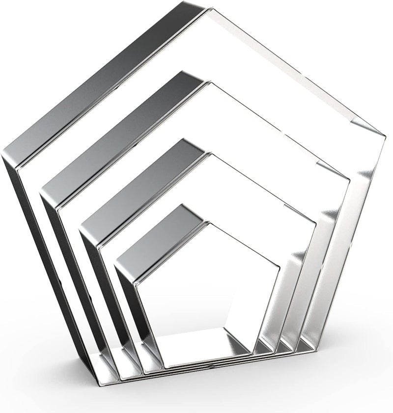 QAAQS Pentagon Cookie Cutter Set Large - 5 Inch, 4 Inch, 3 Inch, 2 Inch - Geometric Polygon Frame Plaque Cookie Cutters Shapes Molds - Stainless Steel - Image 1