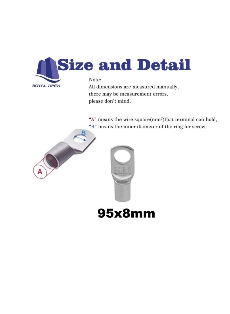 عروات الكابلات النحاسية 10 قطع من مجموعة الأسلاك الطرفية ، عروات كبل الموصل ، محطات البطارية SC للبطارية ، للتطبيقات البحرية ، والطاقة الشمسية ، والسيارات ، والكهرباء ، والتطبيقات المنزلية ، إلخ (حجم - Image 2