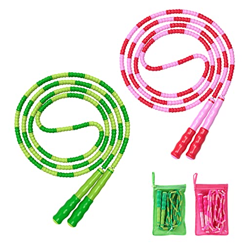 Leeboom Jump Rope, Adjustable Length Tangle-Free Segmented Soft Beaded Skipping Rope, Fitness Jump Rope for Kids, Man, and Women Weight Loss 9.2 Feet - Image 1