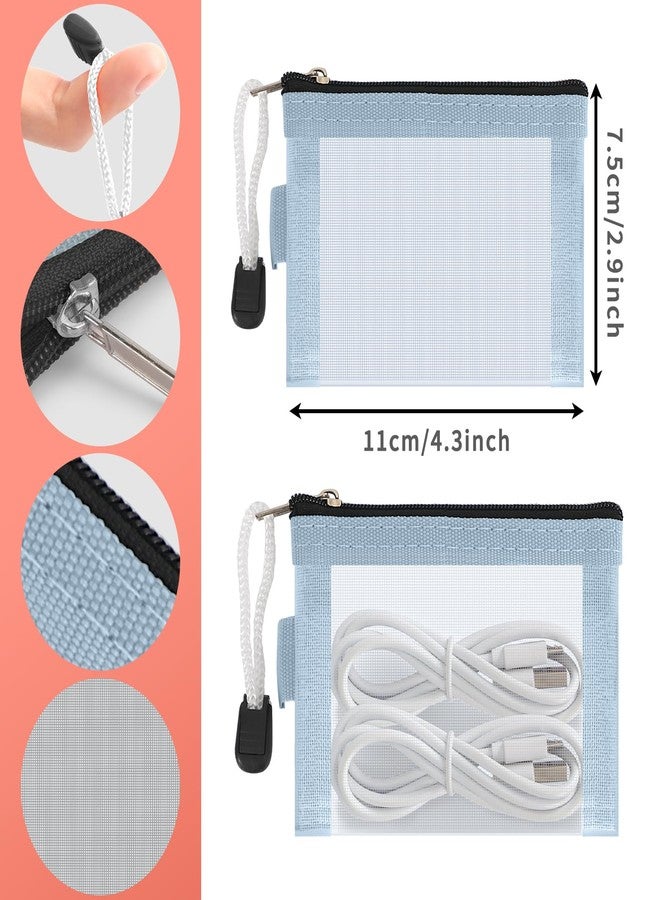 Classycoo Mini Zipper Mesh Bags 5 Pack, 3" x 4.3" Nylon Small Mesh Pouch Key Card Holder, Coin Purse, Portable Travel Makeup Cosmetic Bags for Lipstick, Earphone, Credit Card (5 Colors) - Image 3