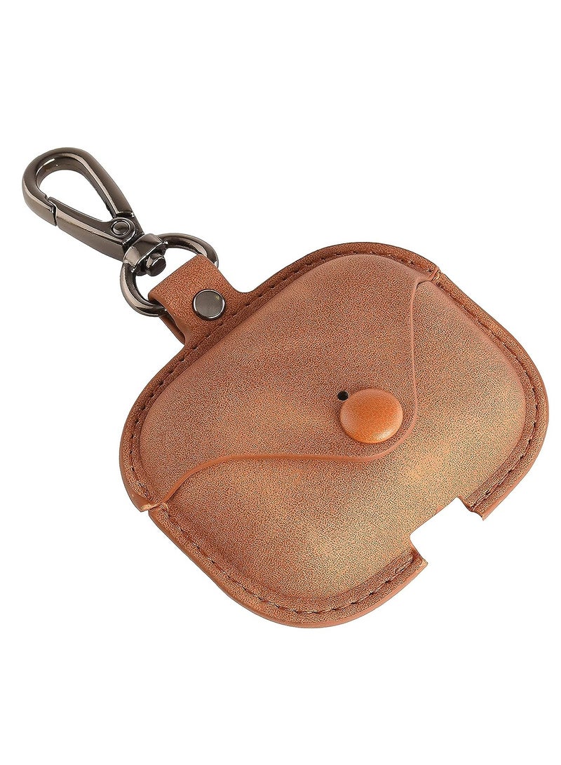 Genuine Leather Case Compatible with AirPods Pro Case, Protective Cover for Apple AirPods pro Case Headphones EarPods, Soft Leather Cover with Keychain Hook - Image 4