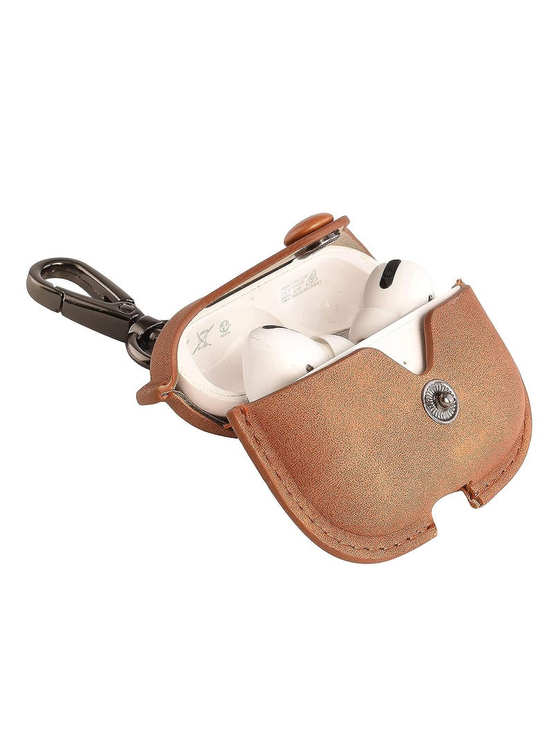 Genuine Leather Case Compatible with AirPods Pro Case, Protective Cover for Apple AirPods pro Case Headphones EarPods, Soft Leather Cover with Keychain Hook - Image 3