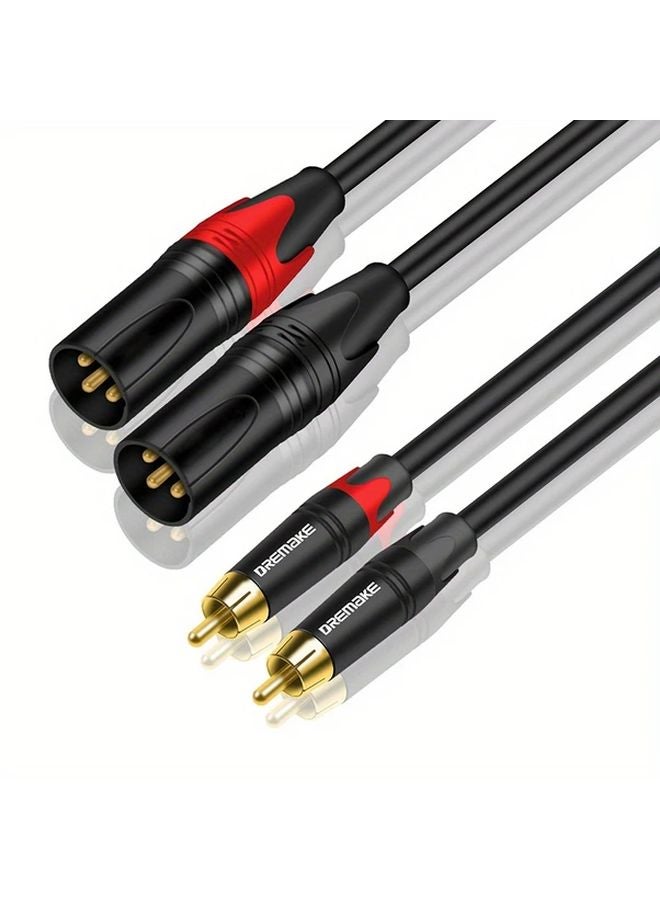 Dual XLR to Dual RCA Audio Cable 6FT Black Oxygen Free Copper for Microphone Mixer - Image 1