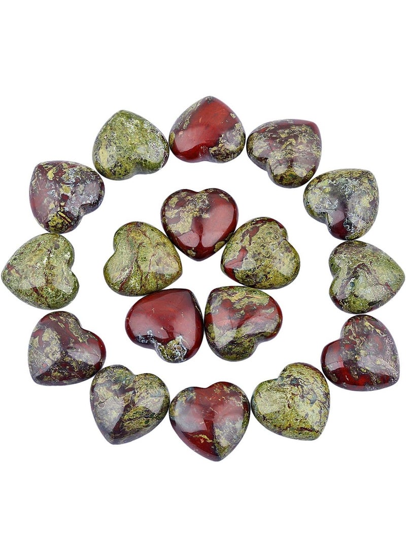 SUNYIK SUNYIK Natural Dragon Blood Jasper Pocket Mini Puff Heart Worry Healing Palm Stone Pack of 10(0.5") 