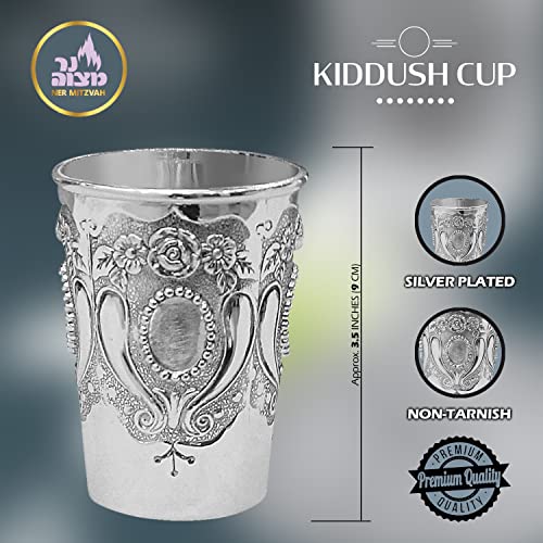 Ner Mitzvah Kiddush Cup - Premium Quality Nickel Plated Wine Cup - For Shabbat and Havdalah - Judaica Shabbos and Holiday Gift - Image 3
