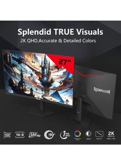 REDRAGON Redragon Gaming Monitor 27" VA 1ms 2K Curve 180Hz - GM27H10QC  - Image 2