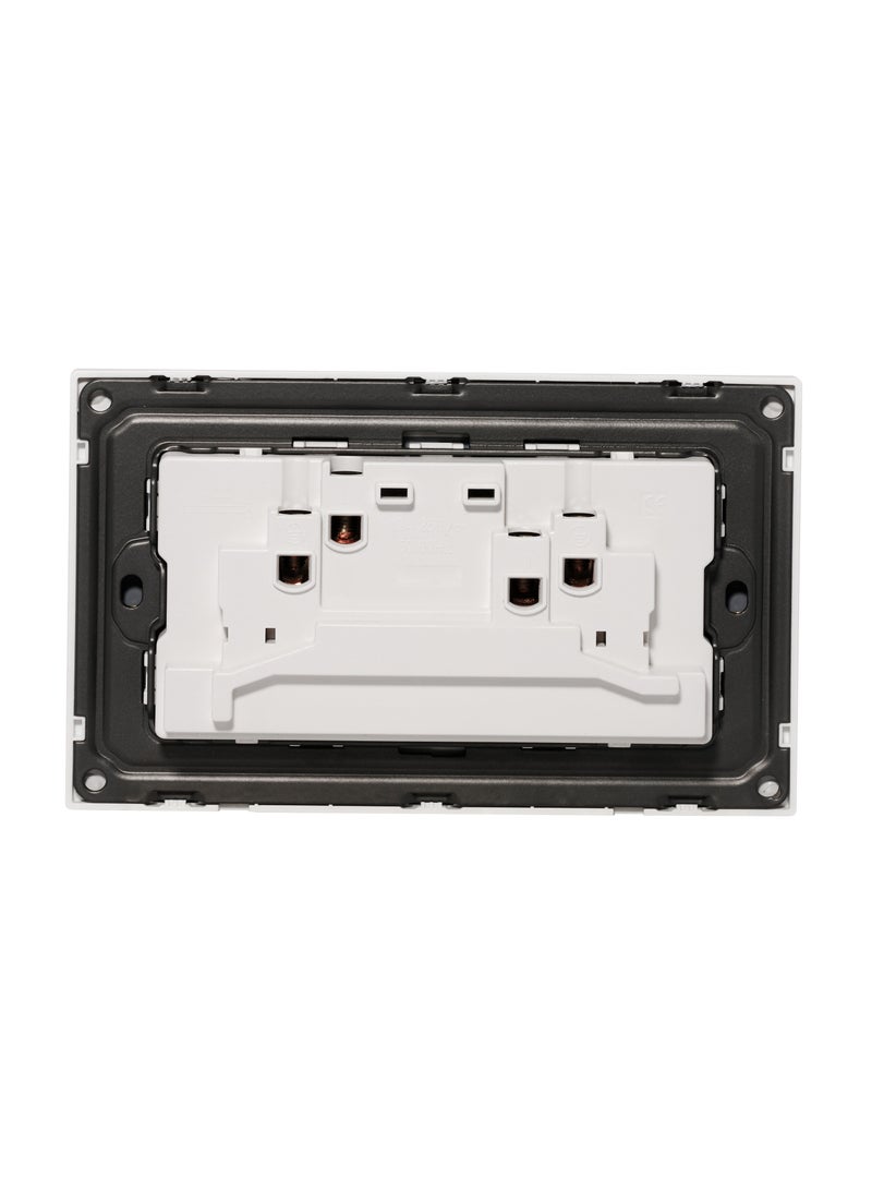 Donmarco 2 Gang Double MF Socket with Neon – 13A, Ultra Thin Glass, Fire-Resistant Electric Outlet , 15-Year Warranty, Multi-Function with Neon Indicator (Matt White)  - Image 4