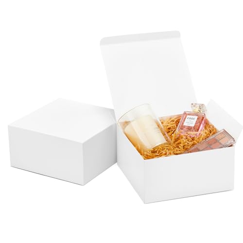 MESHA 8x8x4 Gift Box 10 Pack White Gift Boxes with Lids, DIY Bridesmaid Proposal Box, Recyclable,Foldable Box for Wedding, Birthday Party - Image 1