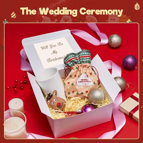 MESHA 8x8x4 Gift Box 10 Pack White Gift Boxes with Lids, DIY Bridesmaid Proposal Box, Recyclable,Foldable Box for Wedding, Birthday Party - Image 5