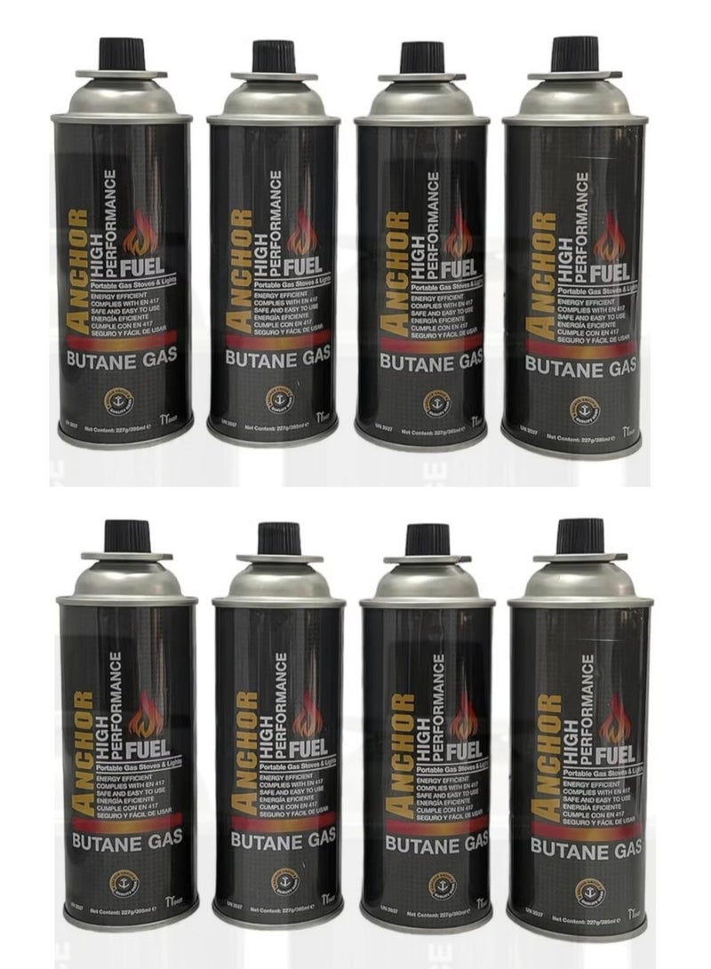 Pack Of 8 Anchor High Performance Gas Canister For Camping Stove – 227g