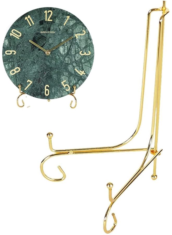 The Bros Plate Stands, Display Stand Iron Metal Photo Holder Stand, Display Picture Frame Clock Holder, Gold Iron Easel Plate Holder, Metal Display Stands (10 inch) - Image 1
