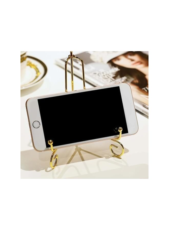 The Bros Plate Stands, Display Stand Iron Metal Photo Holder Stand, Display Picture Frame Clock Holder, Gold Iron Easel Plate Holder, Metal Display Stands (10 inch) - Image 4