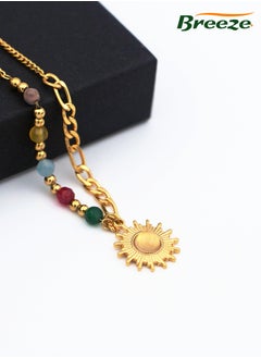 Breeze Gold-plated colorful necklace sun pendant high-grade titanium steel necklace jewelry  - Image 2