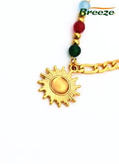 Breeze Gold-plated colorful necklace sun pendant high-grade titanium steel necklace jewelry  - Image 4