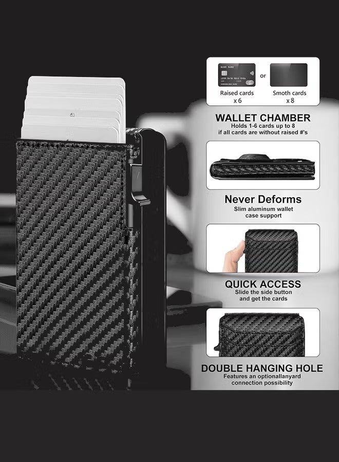 محفظة رجالية رفيعة للغاية من ألياف الكربون مضادة للسرقة بتقنية RFID، مخصصة لعملات الدولار الأمريكي، مزودة بفتحات متعددة للبطاقات وحامل بطاقات محمول. - Image 3