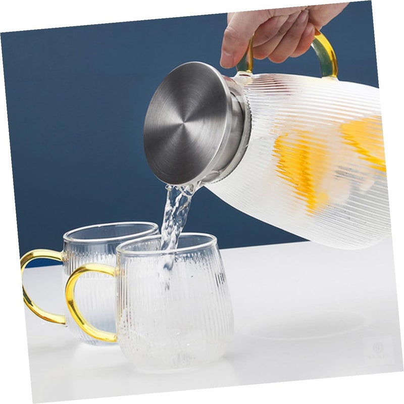 Heat-resistant 1500ml Glass Pitcher with Vertical Stripes, Explosion-proof Borosilicate Juice Kettle for Household Cold and Hot Water Serving - Image 4