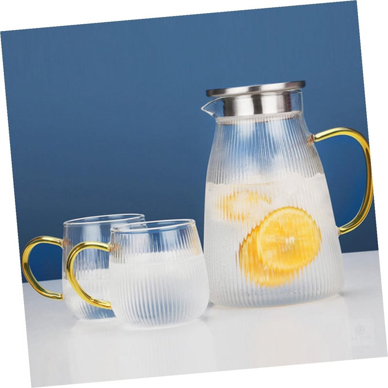 Heat-resistant 1500ml Glass Pitcher with Vertical Stripes, Explosion-proof Borosilicate Juice Kettle for Household Cold and Hot Water Serving - Image 5