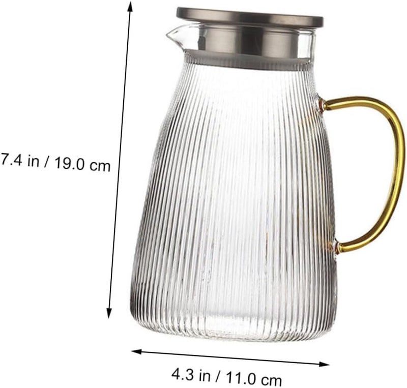 Heat-resistant 1500ml Glass Pitcher with Vertical Stripes, Explosion-proof Borosilicate Juice Kettle for Household Cold and Hot Water Serving - Image 2