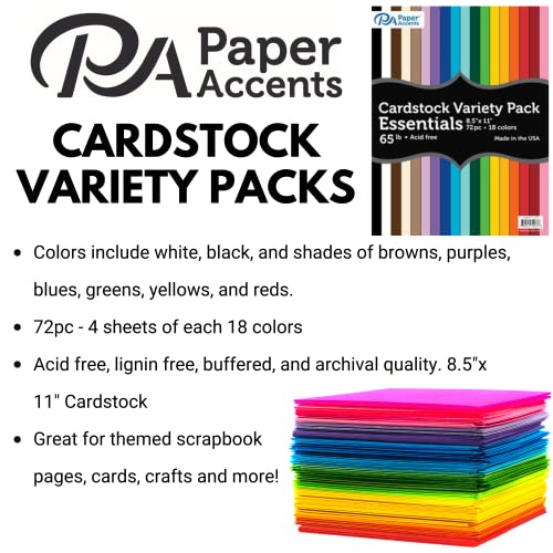 Accent Design Paper Accents مجموعة متنوعة من ورق كاردستوك الملون 8.5" × 11" 72 قطعة 65 رطل - Image 2