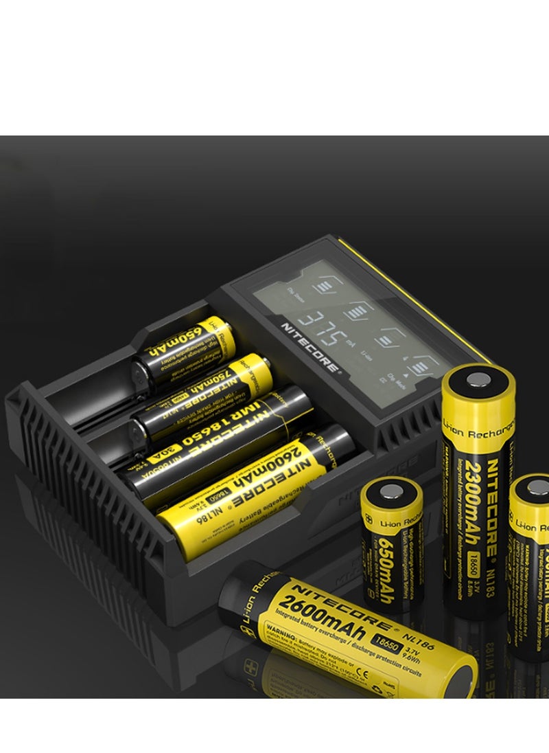 NITECORE - NITECORE D4 Digicharger LCD Display Universal Battery Charger for 18650, 14500, 16340, 26650, 18350 Li-ion Rechargeable Batteries, Smart Charging with Multiple Safety Features, Includes Charging Cable - Image 1